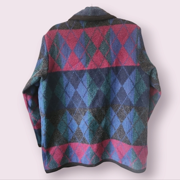 Vintage Woolrich Oversized Argyle Wool Southwestern Jacket Size M - Picture 3 of 10